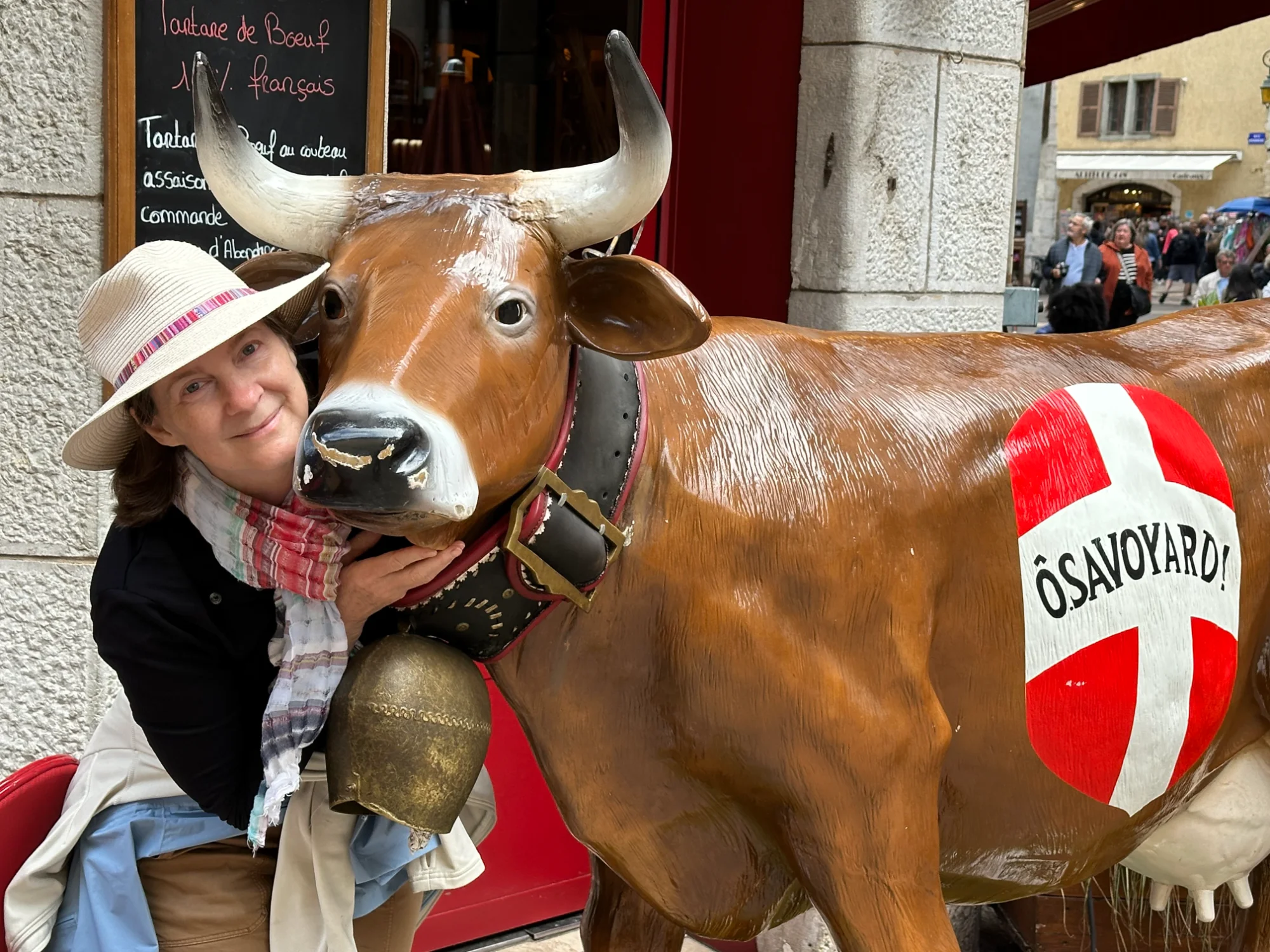 Sharon with Swiss cow